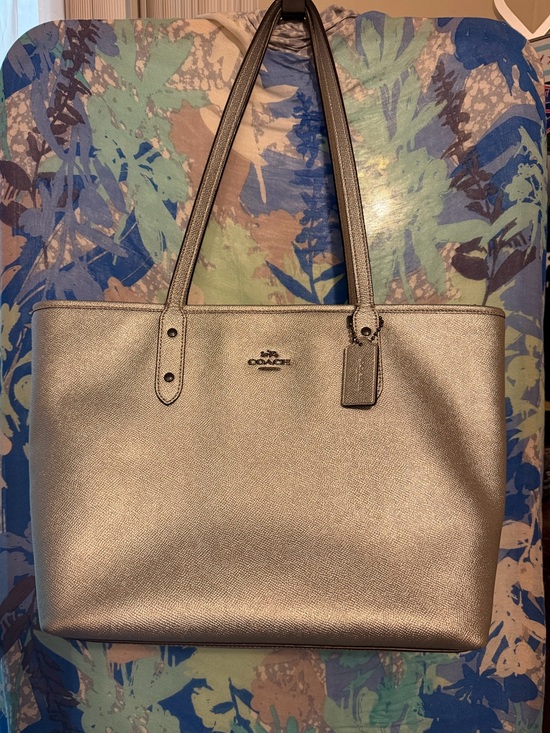 Coach Handbags - Coach Metallic Silver City Tote Bag